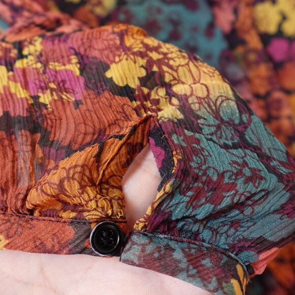 Sundance Blouse Women XS 100% Silk 3/4 Sleeve Lined Floral Boho Multi Color Fall - Picture 9 of 15
